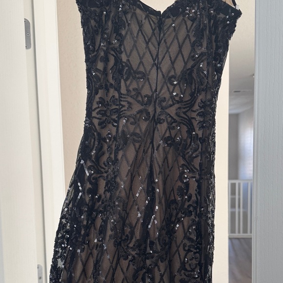 Lulu's Black Sequin Lace Dress - Picture 4 of 6